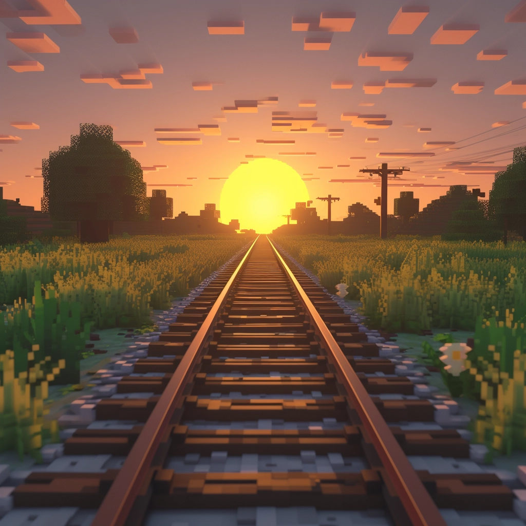 Bahnstrecke in Minecraft