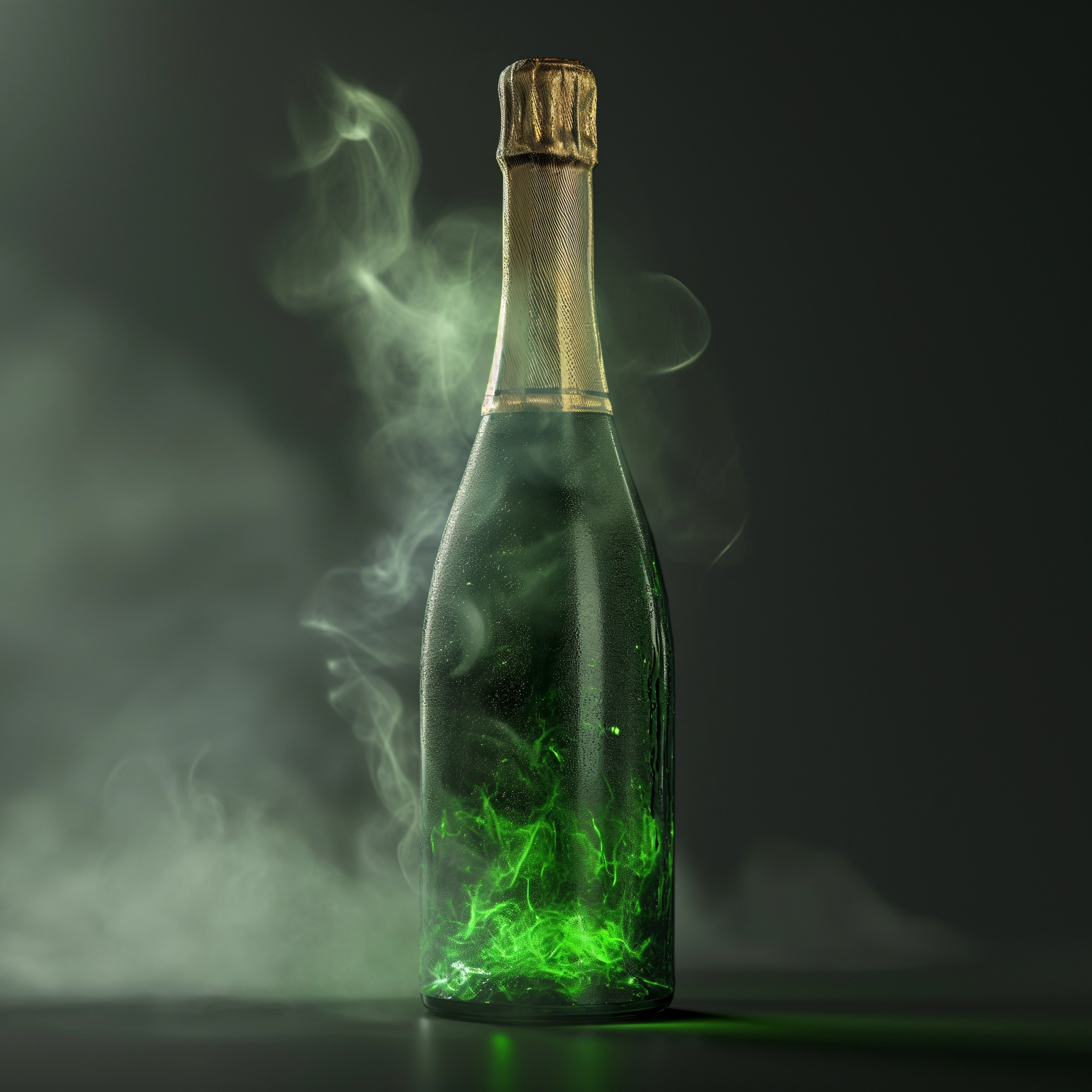 Grüner Wasserstoff in einer Champagnerflasche